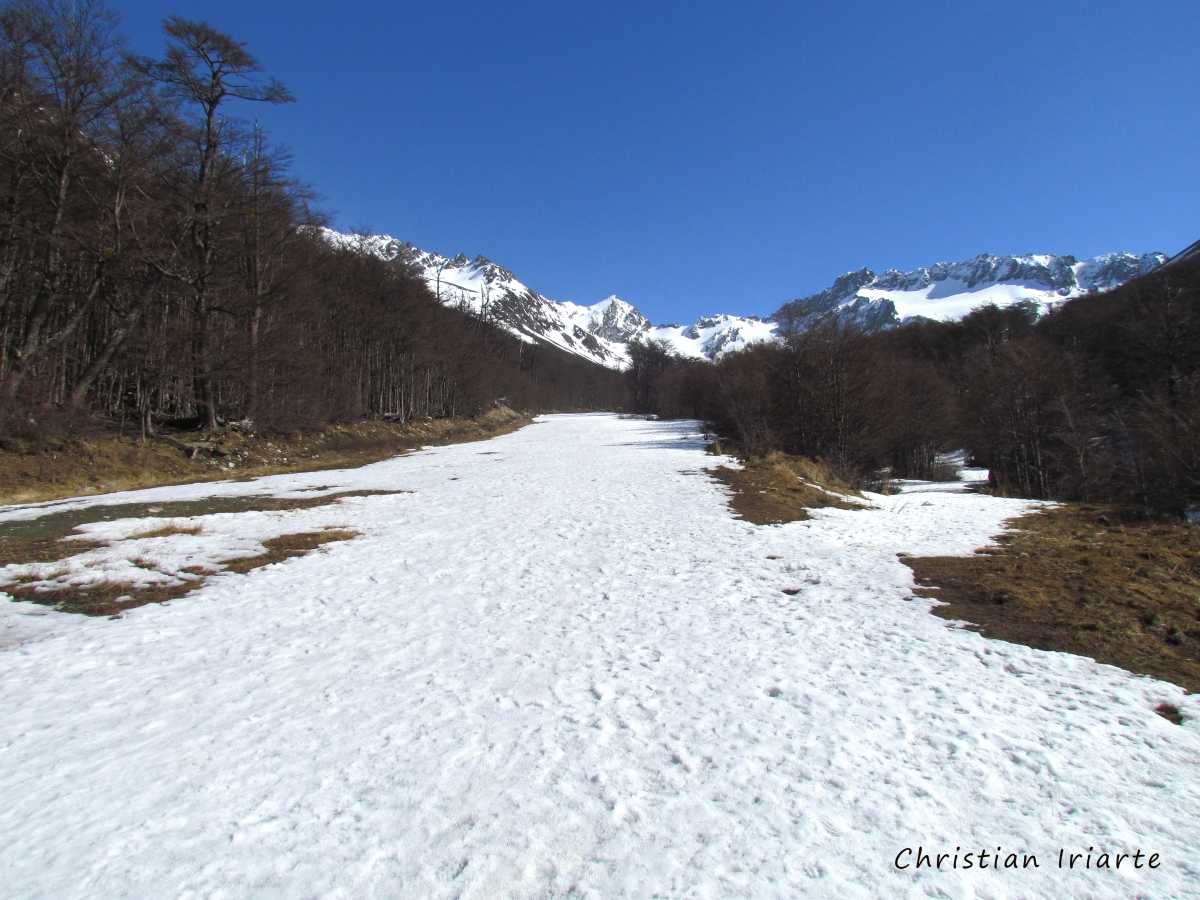 Pedestrian path to Martial Glacier in summer